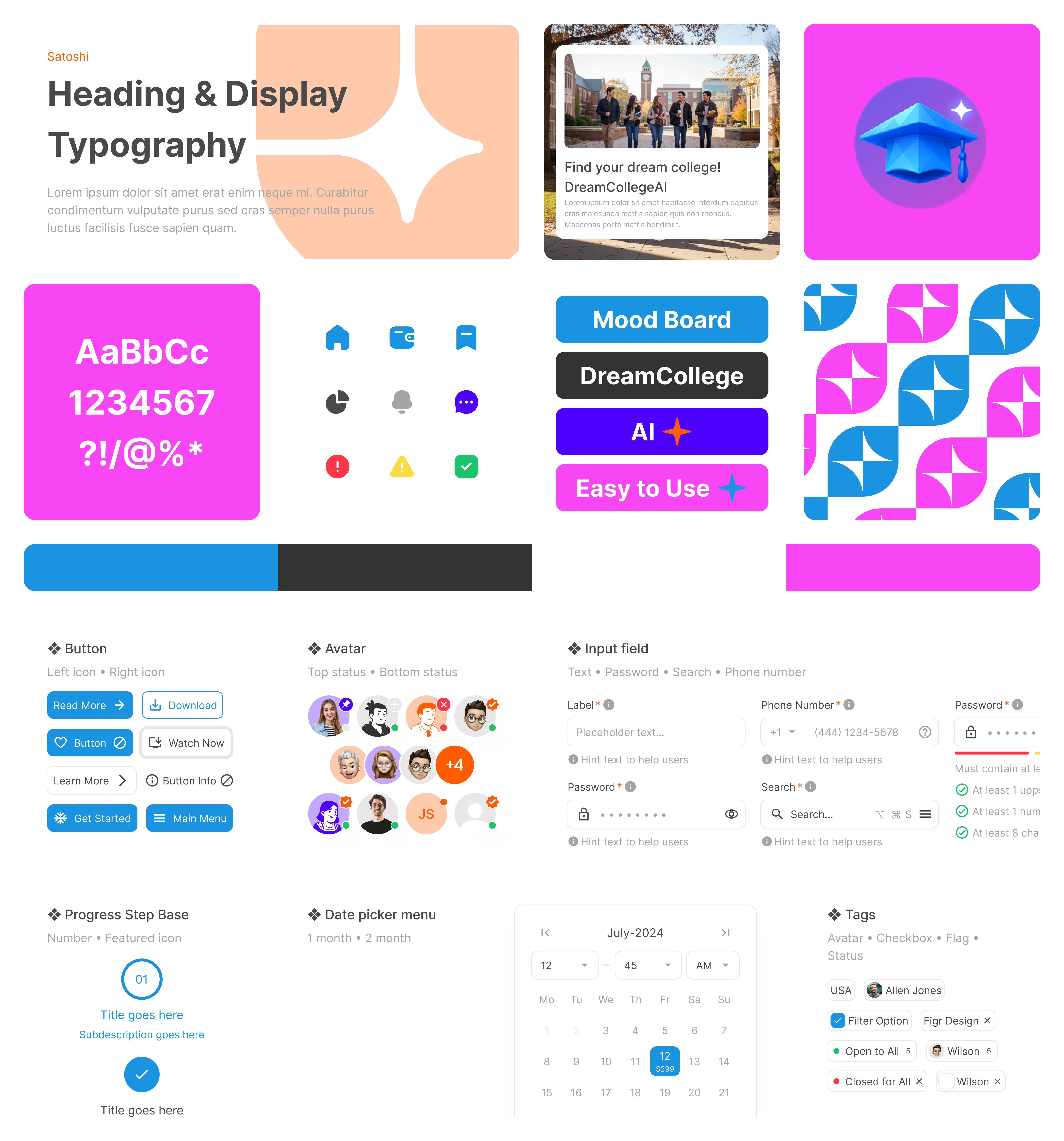 Full DreamCollege AI design system overview