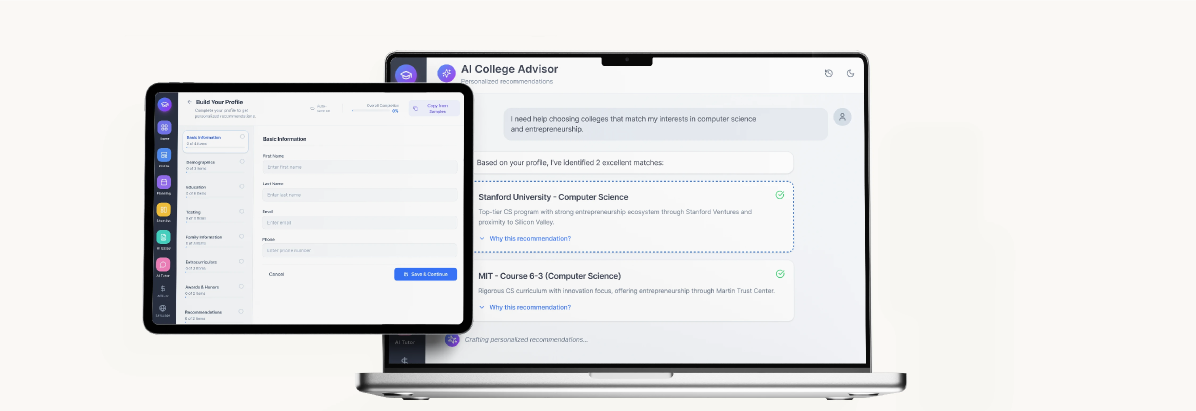DreamCollege AI platform across devices