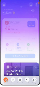 Home screen in dark/purple mode